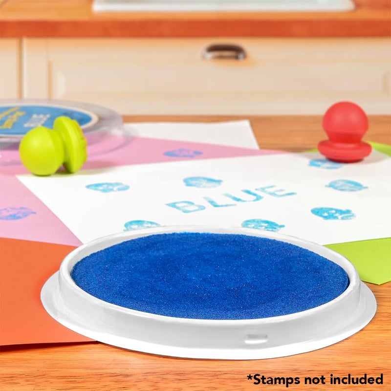 READY 2 LEARN Jumbo Circular Washable Stamp Pad - Blue - 5.75" dia. - Non-Toxic - Fade Resistant - Ideal Size for Handprints and Footprints - Image 2